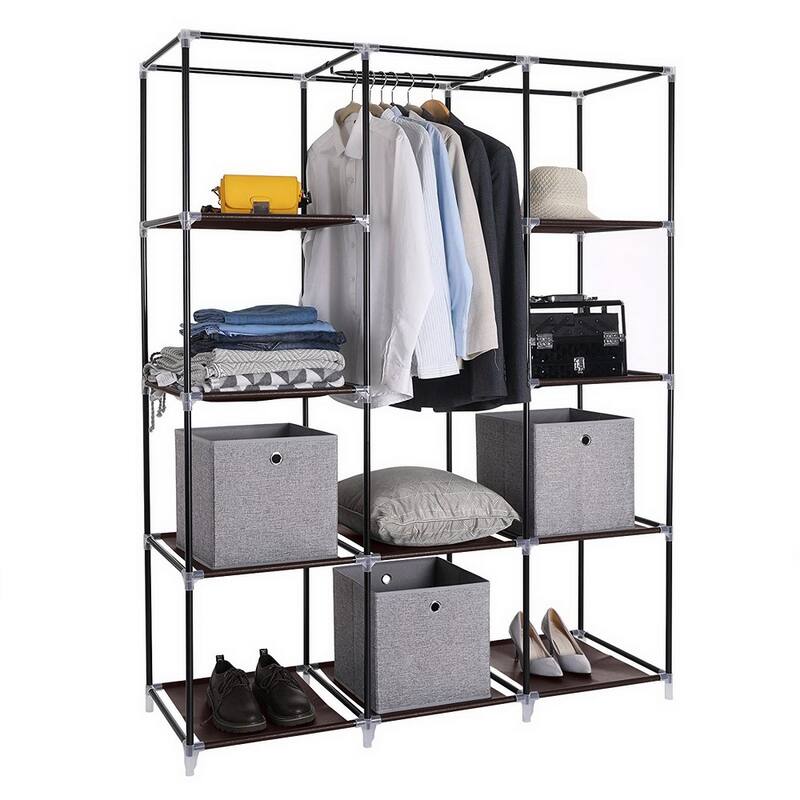 Portable Closet Organizer Wardrobe Storage Organizer with 10 Shelves
