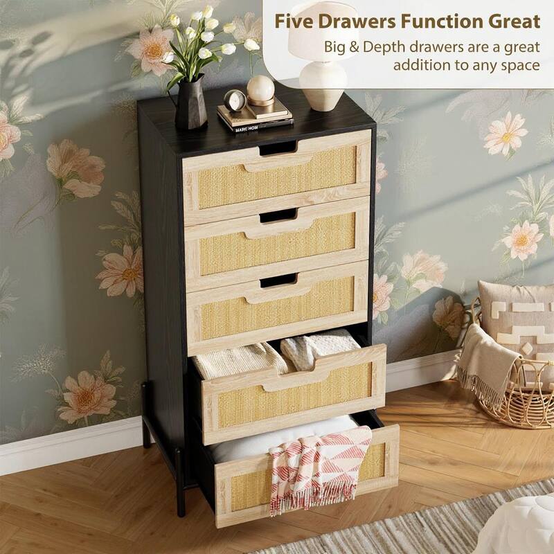 5 Rattan Openwork Grip Chest, with Storage
