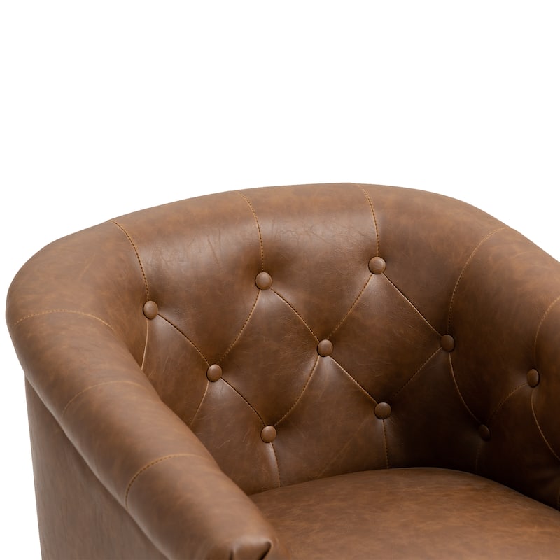 Alina Modern Tufted Tub Barrel Faux Leather Accent Chair