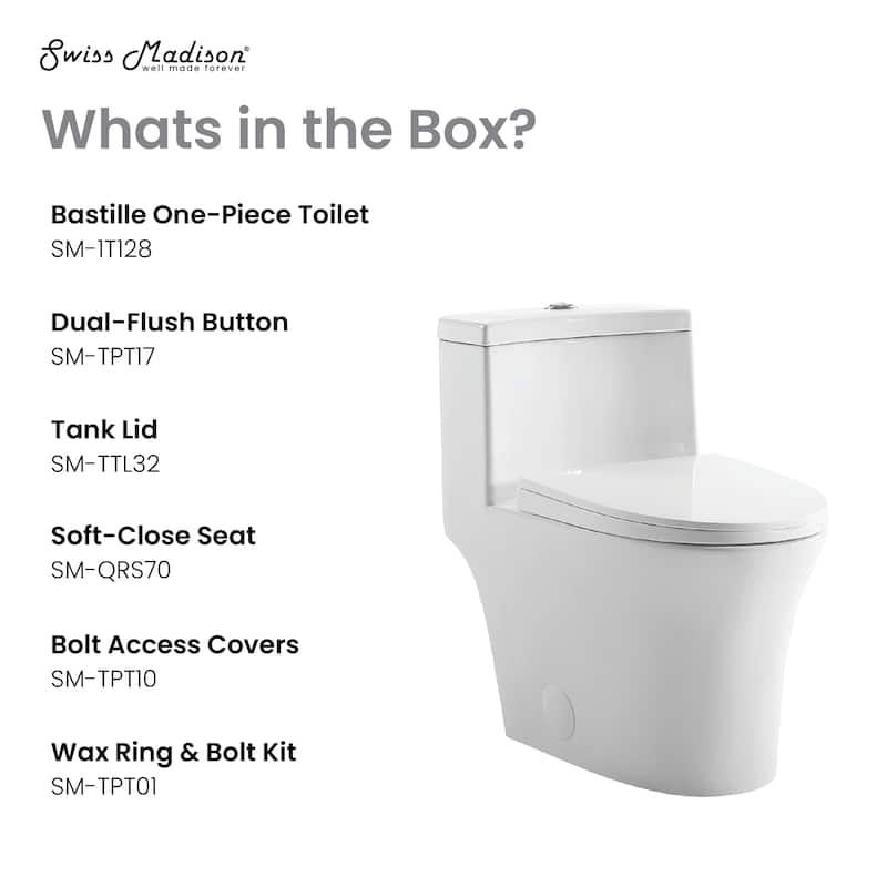 Barbizon One-Piece Elongated Toilet Vortex Dual-Flush 1.1/1.6 Gpf - 27.55" x 15.75" 27"