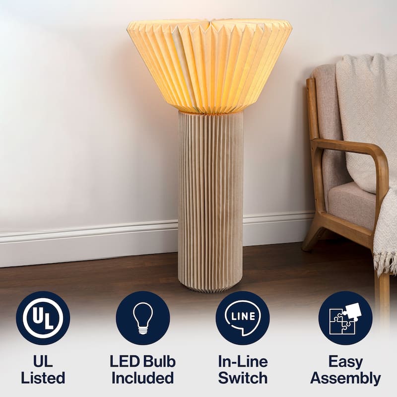 Archer 37" Modern Pleated Shade Floor Lamp