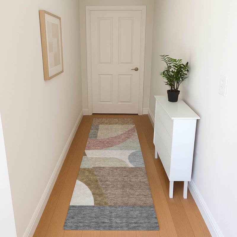 Premium Washable Super Soft Abstract Geo Mayfield Rug - Mocha - 2'3" x 7'6"