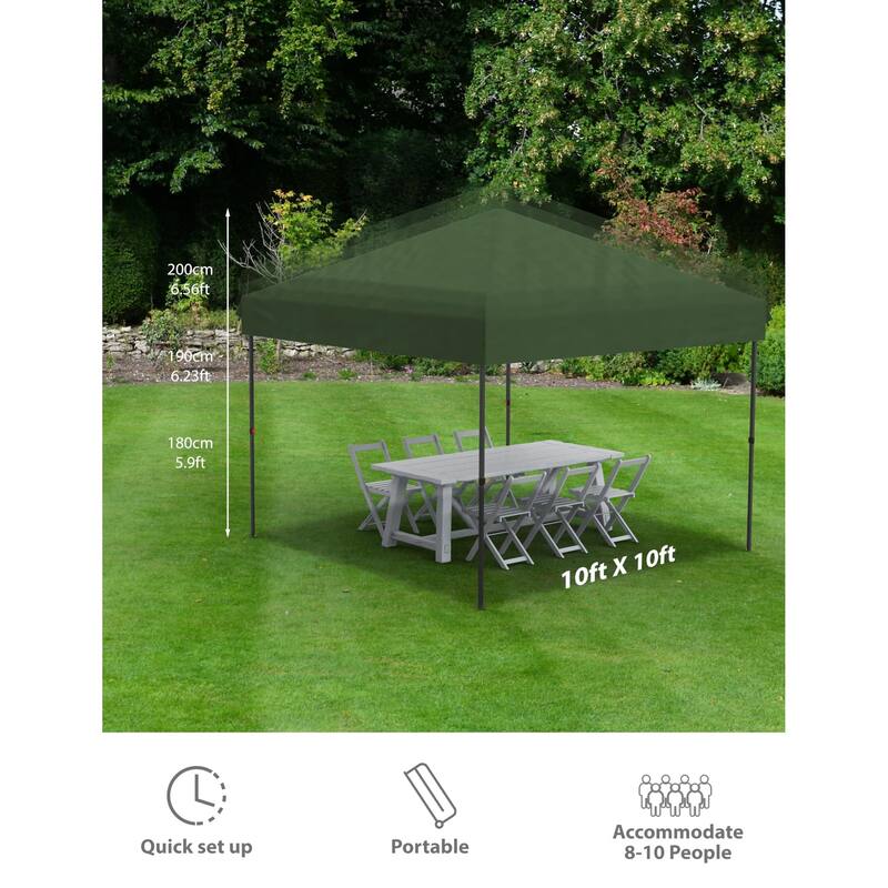 Instant Pop-Up Canopy Tent, No Sidewalls, for Beach, Party