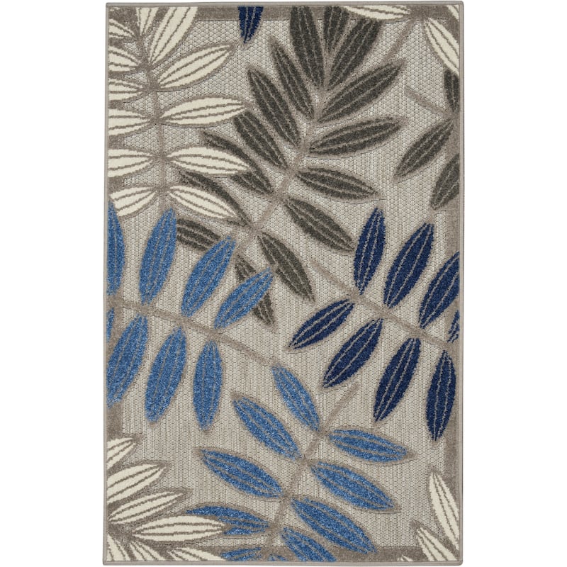 Nourison Alice Indoor/Outdoor Floral Area Rug - 2'8" x 4' - Grey/Blue