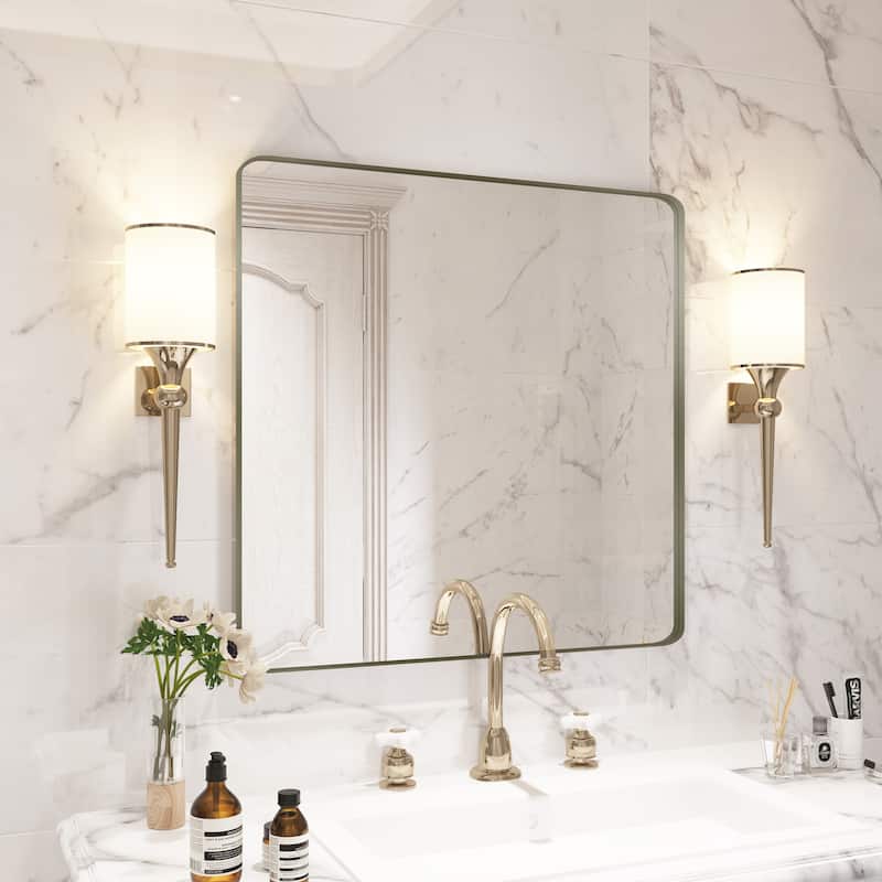 QuivaraView Rectangular Aluminum Framed Bathroom Vanity Mirror - 30" x 30" - Bronze