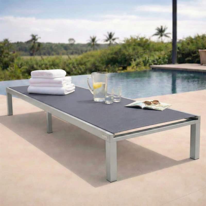 Marlin Aluminum Beach Pool Reclining Lounge Chair with Sling Mesh Fabric and Powder-Coated Frame