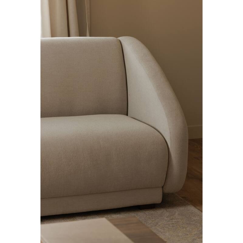 NADAAL STUDIOS Solace Left Arm Facing Modular Sofa, Deep Foam & Fiber Cushioning, Plinth Base, Two Toss Cushions, White