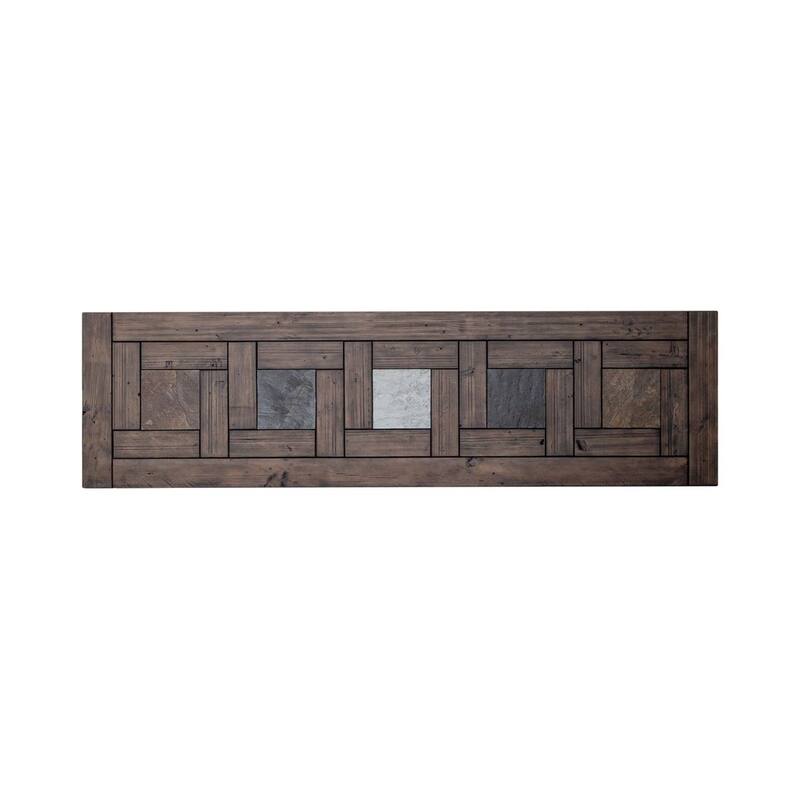 Arrowcreek Weathered Stone Console Bar Table- Charging Station, Reclaimed Wood & Stone