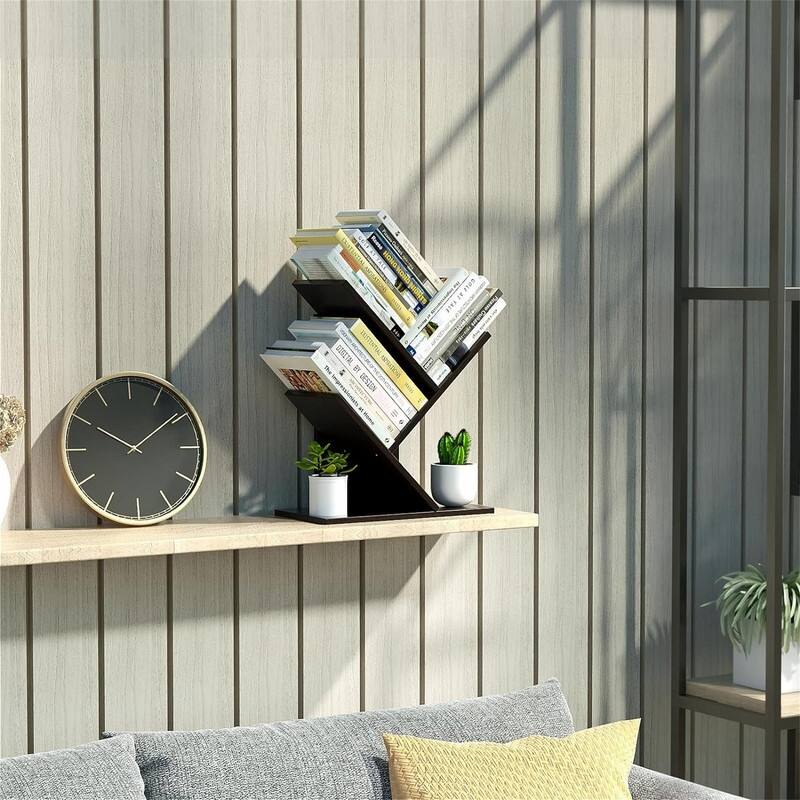 3 Tier Small Tree Bookshelf Desk Book Organizer Narrow Bookcases for Books - 11.6"D x 6"W x 15"H