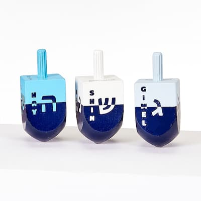 Large Colorblock Wood Deidel Hanukkah Game - 2.25"