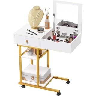 Movable Vanity Moveable Vanity Desk with Mirror for Small Spaces,Golden - Gold - Bed ...