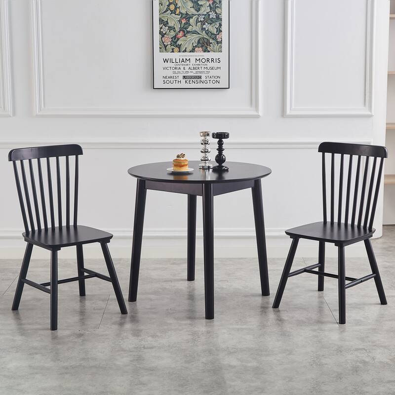 4-Piece Country Style Solid Wood Dining Chair Set with Rubberwood Frame Non-Slip Foot Pad Curved Backrest for Dining Room
