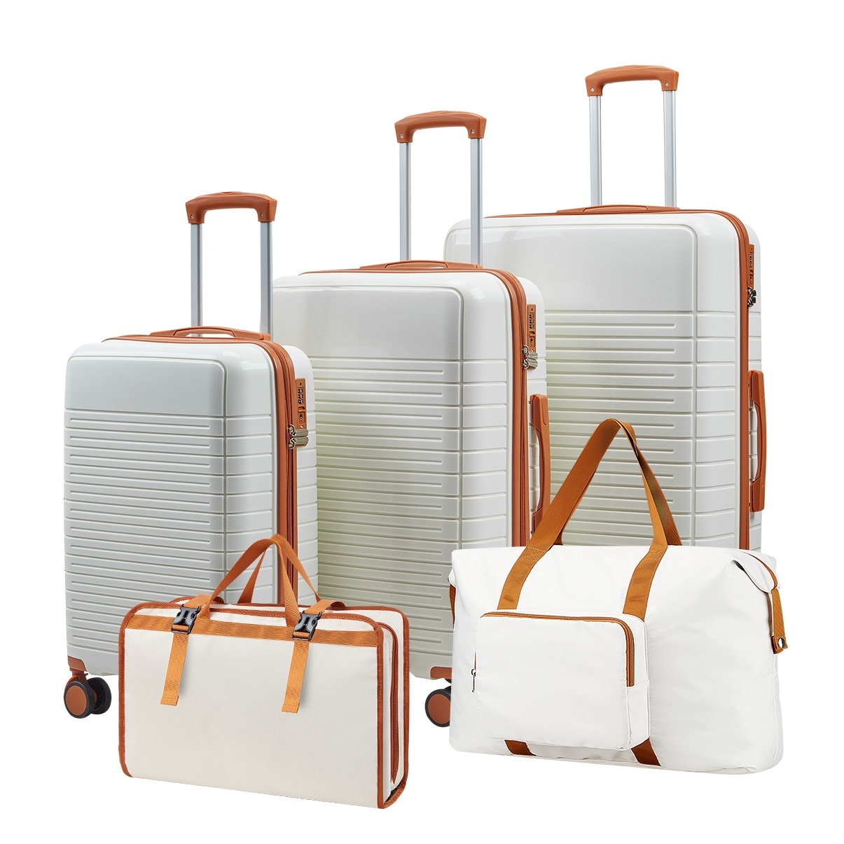 5-Piece PP Luggage Set with TSA Lock, Silent Spinner Wheels Hard Shell Travel Suitcases