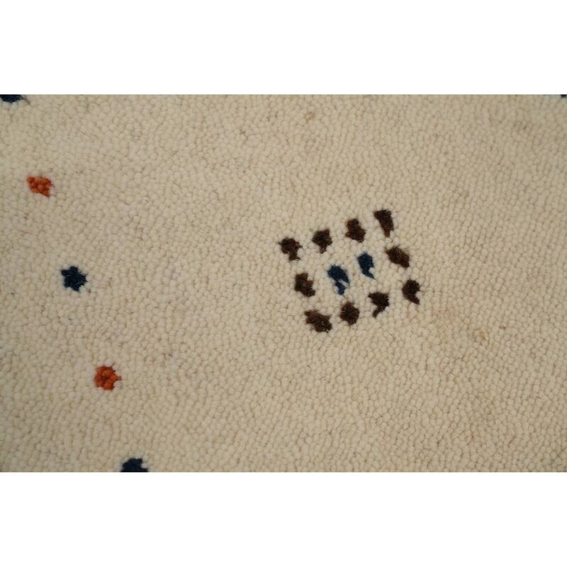 Hand Knotted Oriental 100% Wool Carpet Tribal Animal Pictorial Beige & Ivories Gabbeh Area Rug - 6' 6'' X 6' 7''