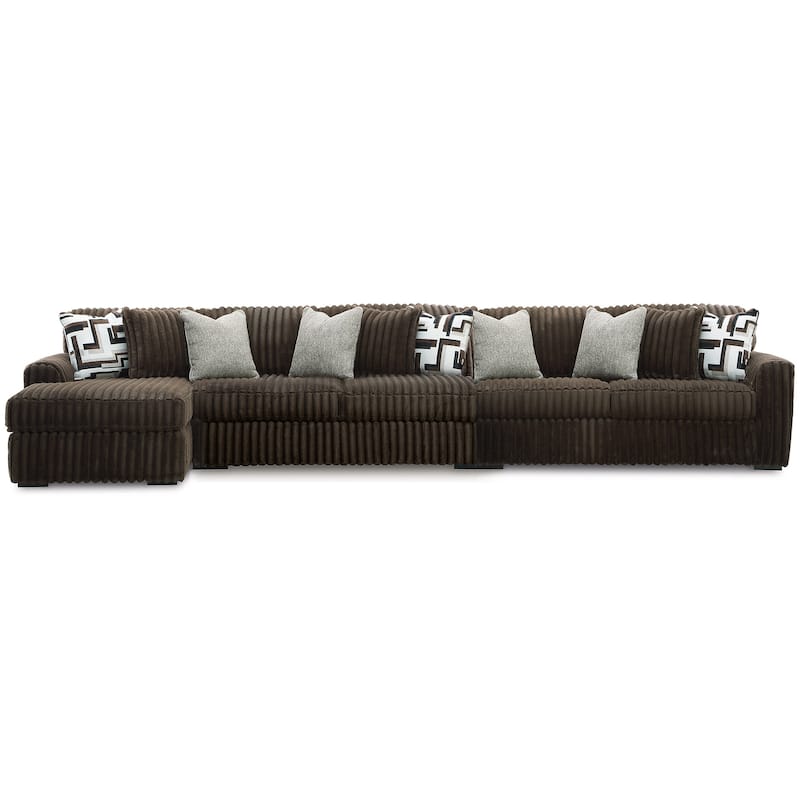 Signature Design by Ashley Midnight-madness Brown 3-Piece Sectional with Chaise - 190" W x 65" D x 40" H