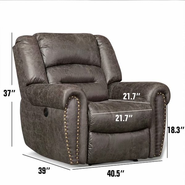 Classic reclining overstuffed single shop seat bonded leather recliner chair