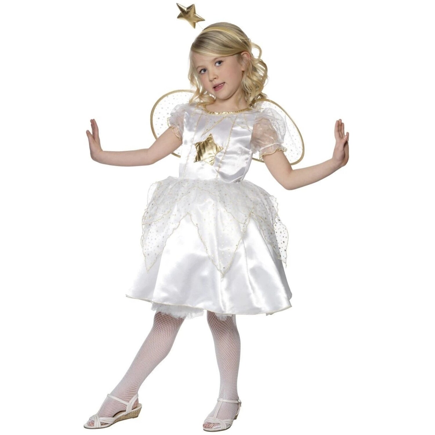 Shop 50 White And Gold Star Fairy Girls Small Fancy Dress Halloween Costume Overstock 29183923