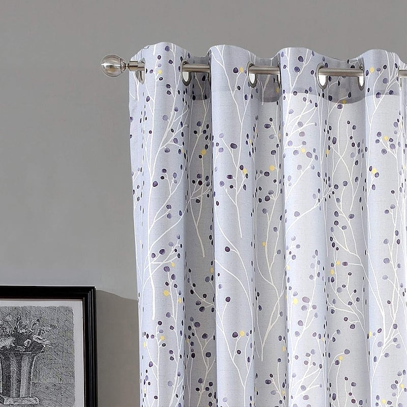 DriftAway Harper Ink Botanical Room-darkening Curtain Panel Pair