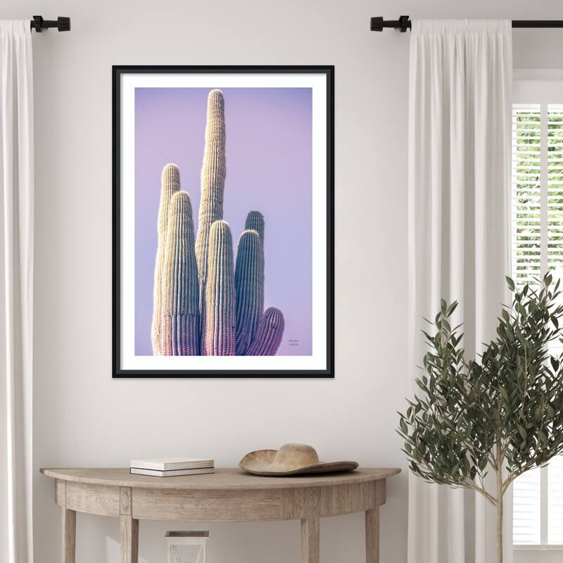 Saguaro Purple Pastel by Nathan Larson Wood Framed Wall Art Print