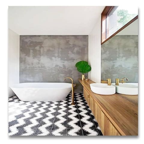 Handmade Bettana Black and White Tile, Pack of 12 (Morocco)
