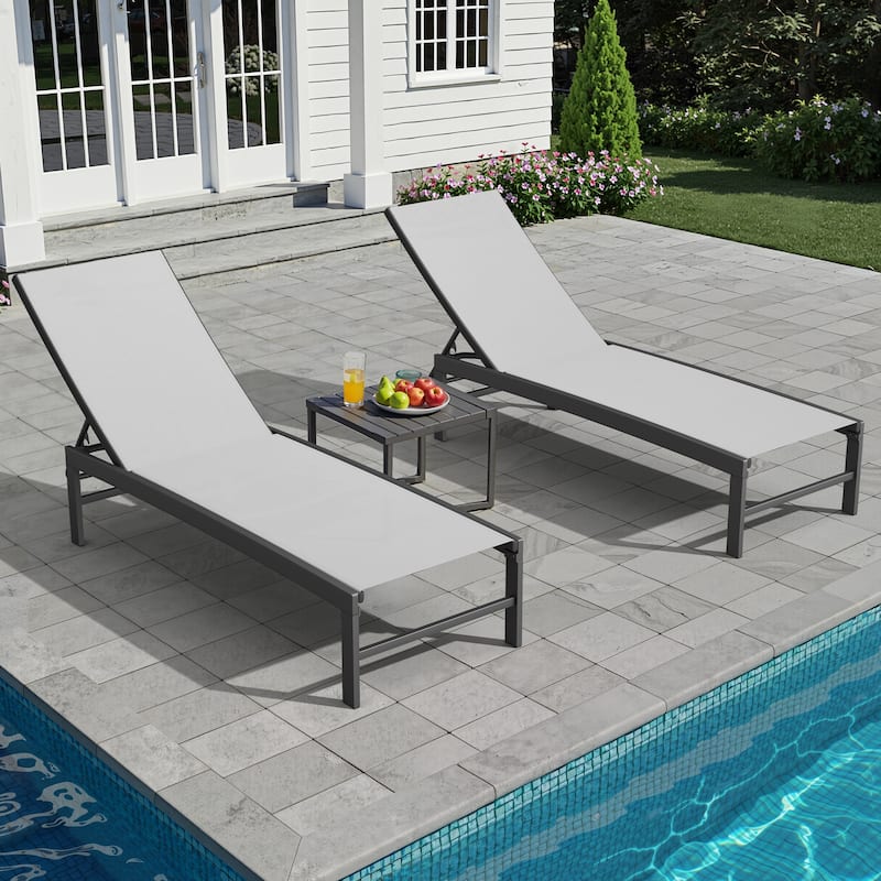 Outdoor Patio Adjustable Chaise Lounge Chairs
