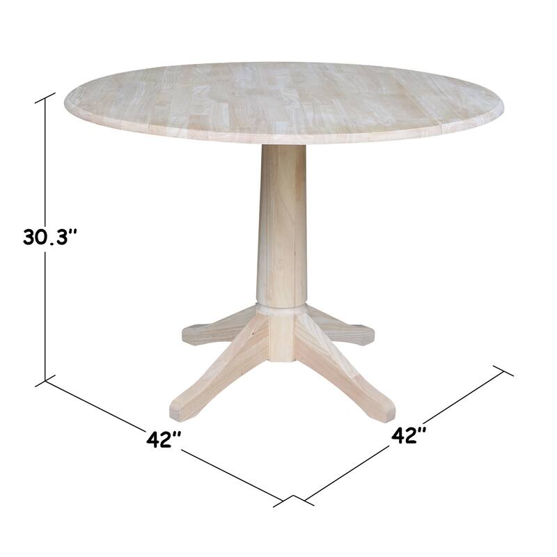 42 in. Round Top Dual Drop Leaf Pedestal Dining Table