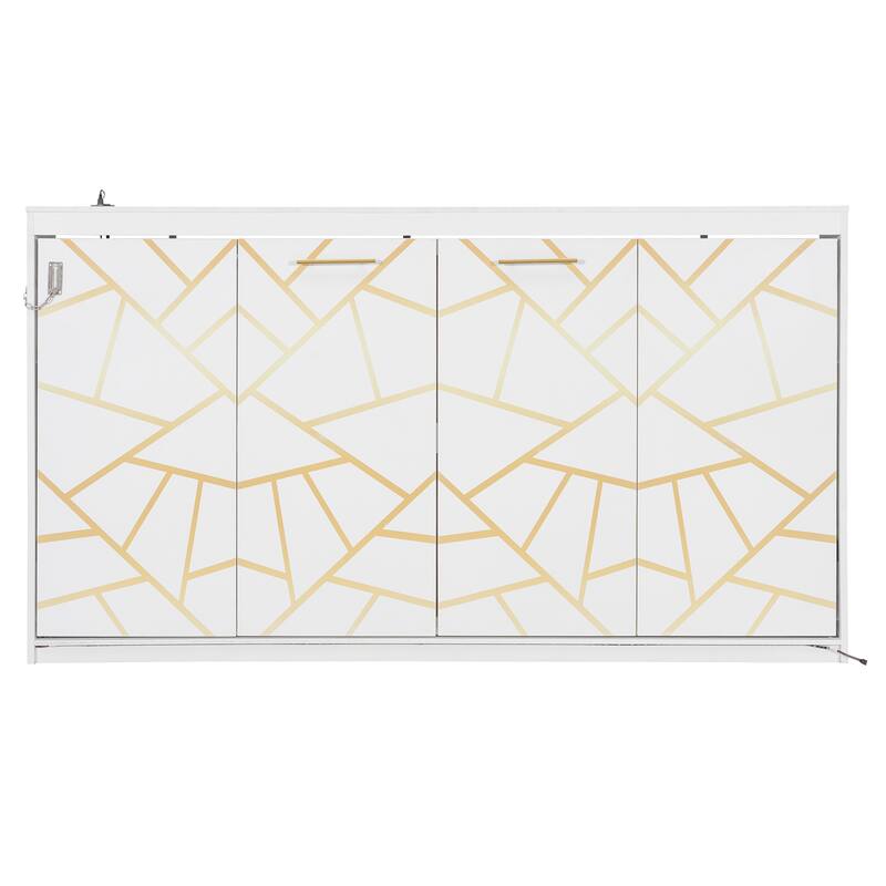 Side-Folding Printed Murphy Bed with LED and USB