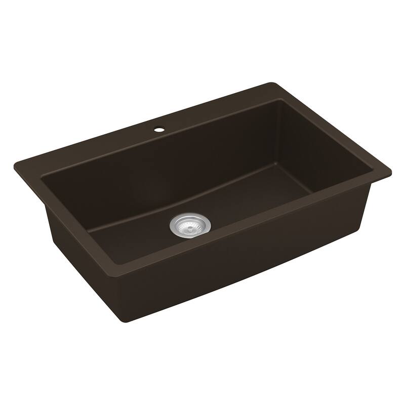 Karran USA QT-825 Quartz Top Mount Sinks 15-3/4" Drop In Single Basin - Brown