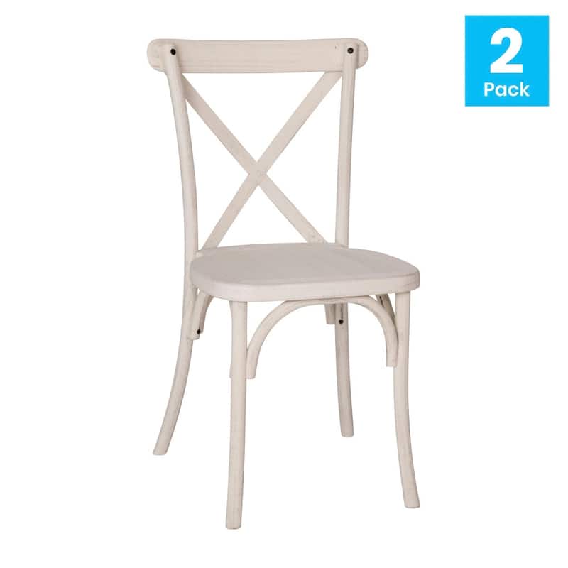 Modern Resin Stacking Cross Back Dining Chairs (Set of 2)
