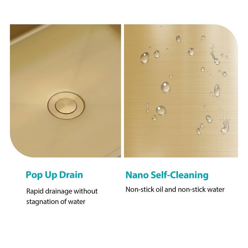 19" x 15" Stainless Steel Bathroom Sink with Pop-Up Drain