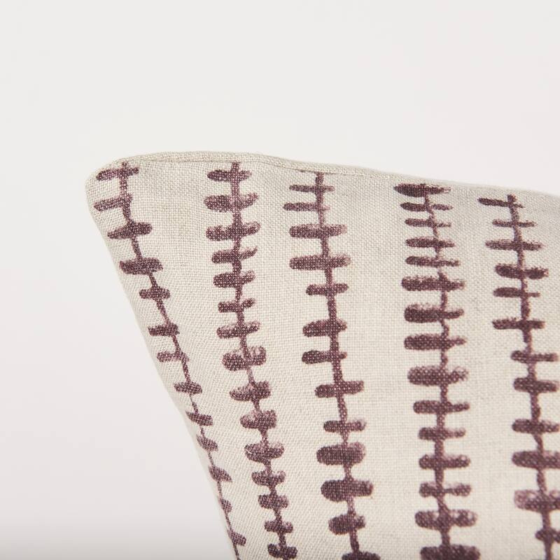 Jenna Beige w/ Merlot Print Linen Square Decorative Pillow Cover