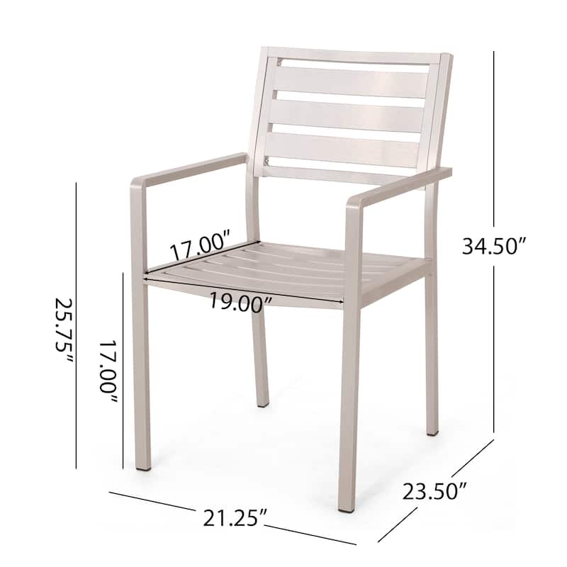 Aluminum Dining Chair Set of 2, Kitchen Dining Chairs Family Gatherings Bistro Chair, Outdoor Garden Chair Side Chair, Silver