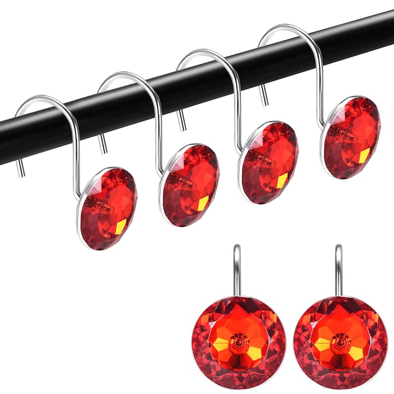 Shower Curtain Hooks Bathroom Decor Curtain Rod Hangers Rings 12Pcs