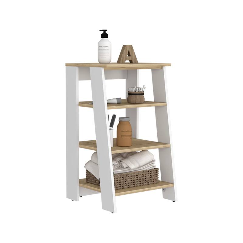 Bathroom Floor Cabinet, Bathroom Storage Cabinet Two Interior Shelves, Two Open Shelves, Single Door