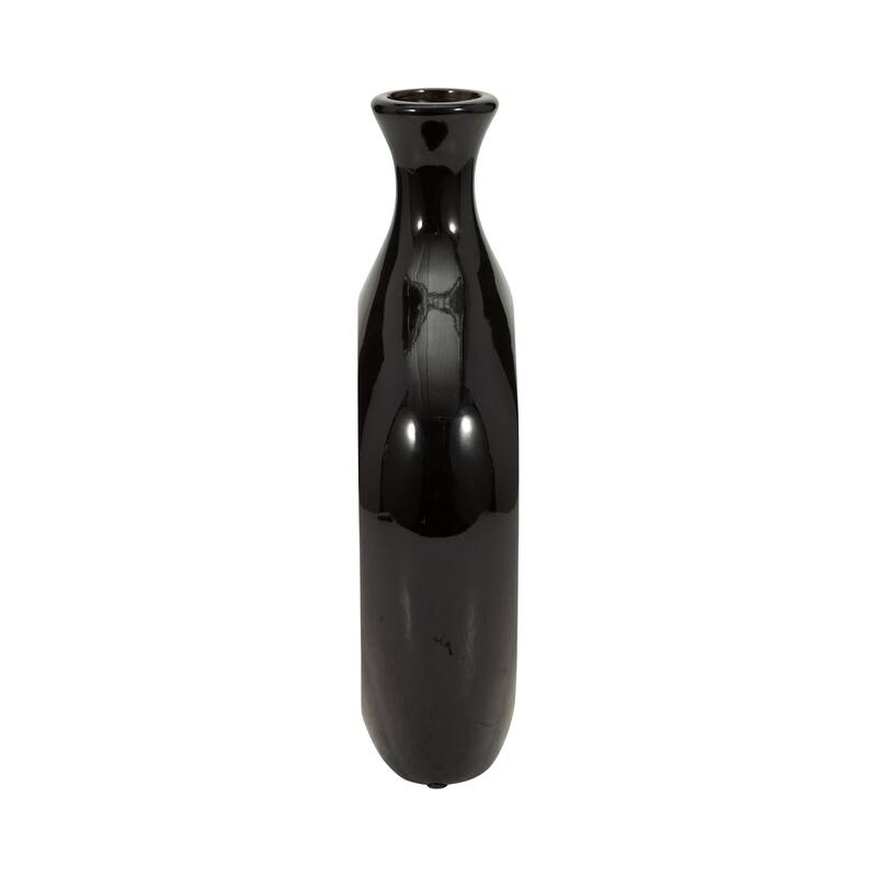 Modern Ceramic Textured Oval Cut-Out Vase - Home Decor - 13"