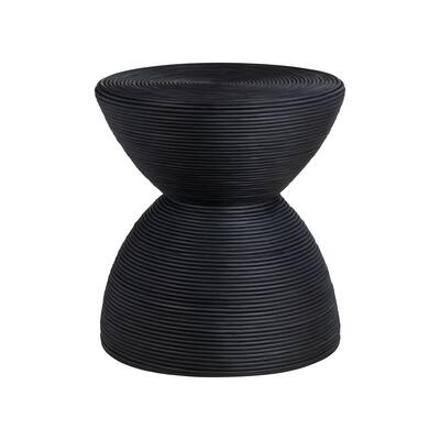 Round Rattan Black End Table