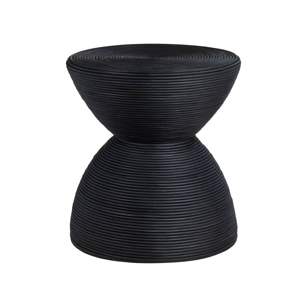 Round Rattan Black End Table