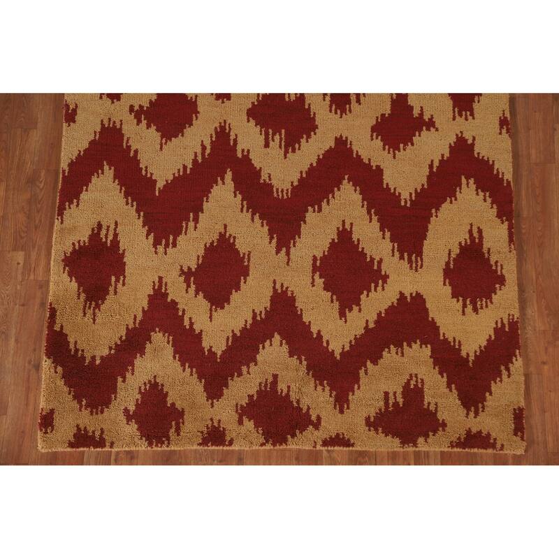 Hand Knotted Oriental 100% Wool Carpet Modern All-Over Yellow & Gold Gabbeh Area Rug - 7' 11'' X 5' 1''