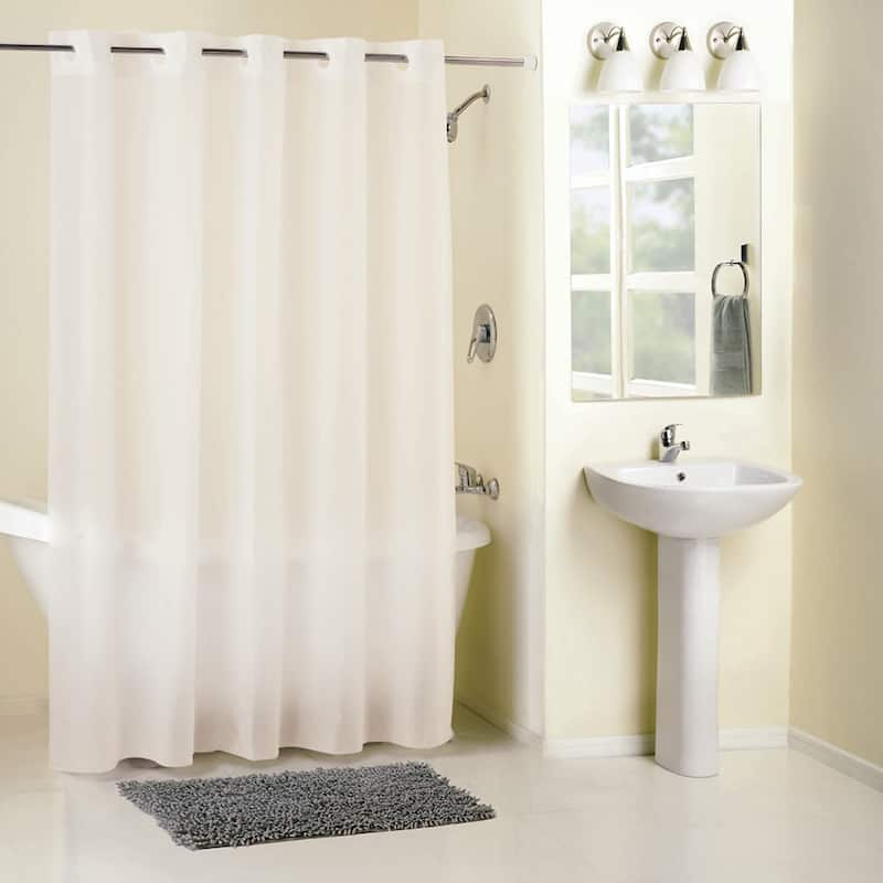 Hookless Full Length PEVA Shower Curtain with Flex-On Rings - Frosty