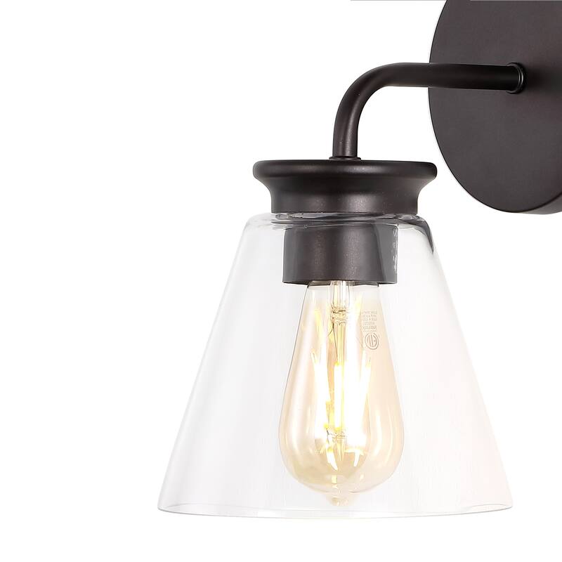 Kondo 6.38" Modern Farmhouse Iron LED Vanity, Oil Rubbed Bronze/Clear by JONATHAN Y