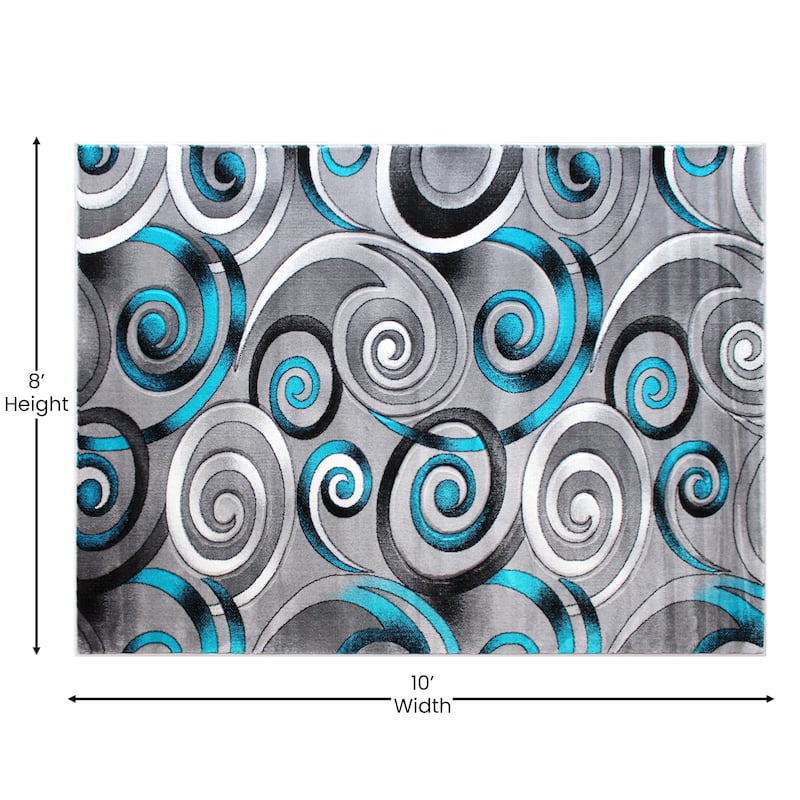 Modern Spiral Patterned Olefin Indoor Area Rug