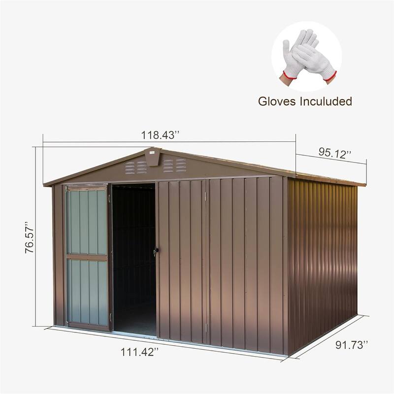 Outdoor Storage Shed with Lockable Double Door for Garden,Backyard,Lawn - Brown