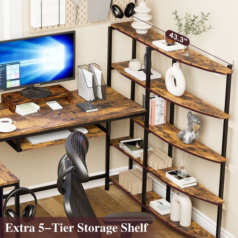 L Shaped Computer Desk with Monitor Stand