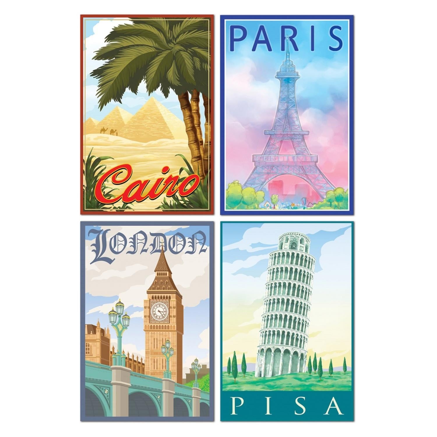 Shop Club Pack Of 48 Multi Colored International Travel Cutout Party Decorations 16 Multi Overstock 16648616