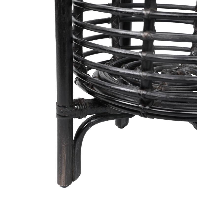 JONATHAN Y Zachariah 33.5" Bohemian Minimalist Handmade 2-Tier Rattan Indoor Planter Stand