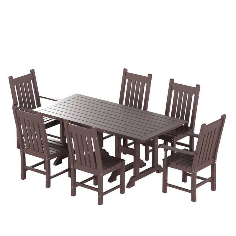 Laguna Hdpe All Weather Outdoor Patio Dining Set with Rectangle Table, Side Chairs (7-Piece Set)