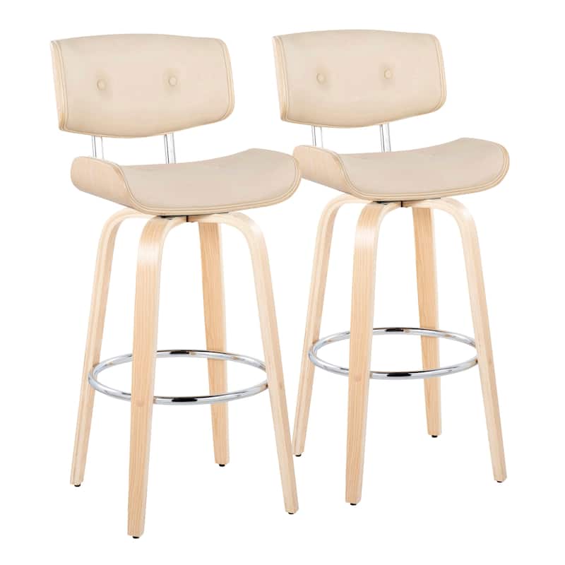 Carson Carrington Leksand 30" Fixed-Height Bar Stool with Bent Wood Legs (Set of 2)