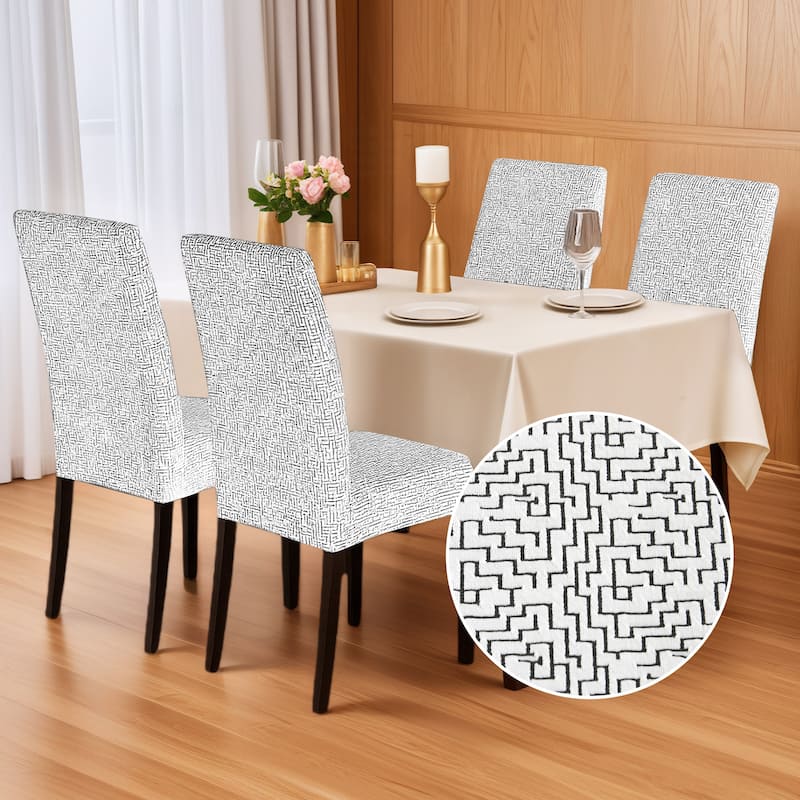 Stretch Jacquard Spandex Chair Covers 4 Pieces - 18x18x24 Inch - White