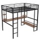 preview thumbnail 9 of 10, Black Full Metal Loft Bed with Long Desk & Shelves