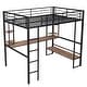 preview thumbnail 5 of 3, Full Size Loft Bed with Desk and Shelves, Sturdy Metal & MDF Frame, Black